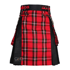 Men's Scottish Macgregor Tartan Front Apron Utility Kilt | Black Gothic Hybrid