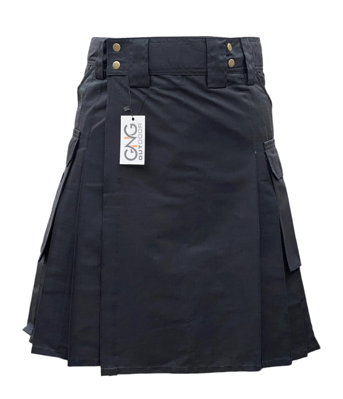 Men’s Black Tactical Utility Kilt – Ripstop Cotton Cargo Kilt with Functional Pockets