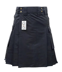 Men’s Black Tactical Utility Kilt – Ripstop Cotton Cargo Kilt with Functional Pockets