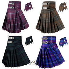 Men’s 8 Yard Scottish Tartan Kilt with Matching Flashes – Traditional Highland Kilt