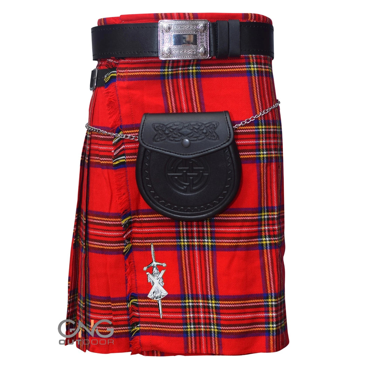 Men's Traditional Scottish 5-Yard Kilt Set | Royal Stewart Tartan Highland Formal Outfit