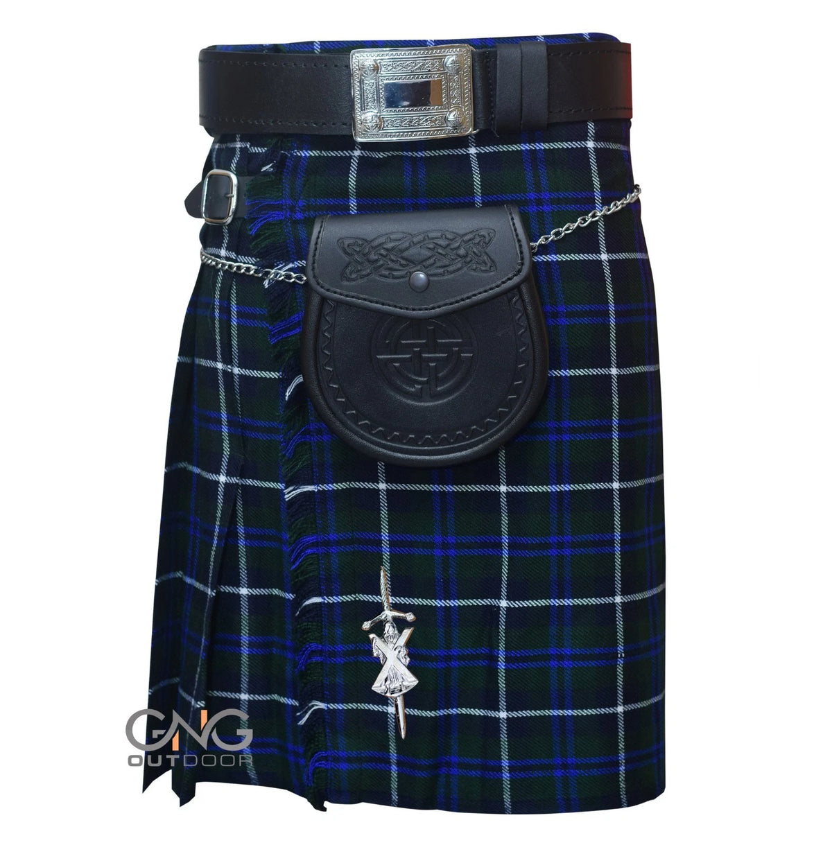 Men's Traditional Scottish 5-Yard Kilt Set | Douglas Blue Tartan Highland Formal Outfit