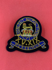 15th / 19th Kings Royal Hussars Hand Embroidered Bullion & Wire Blazer Badge