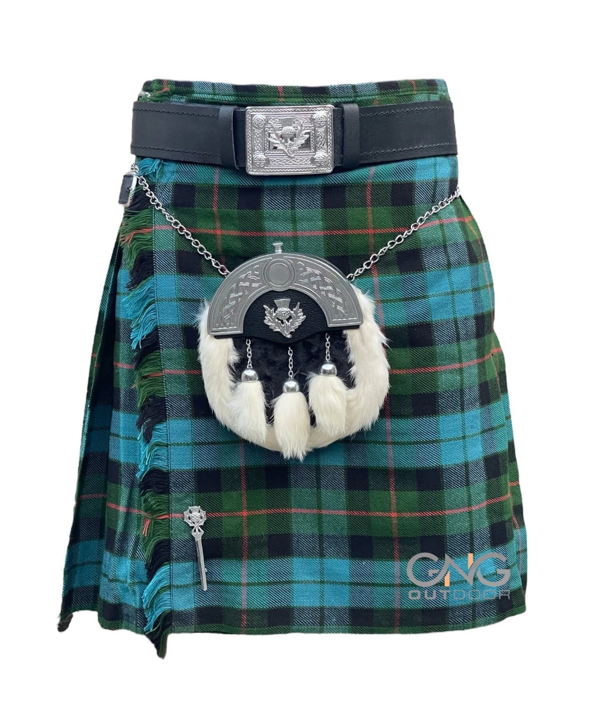 Men's Traditional Scottish 5-Yard Kilt Set | Gunn Ancient Tartan Thistle Formal Outfit