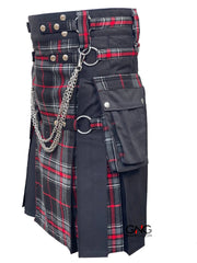 Men’s Scottish Gothic Tartan Kilt – Spirit of Highlander Front Apron Utility Kilt
