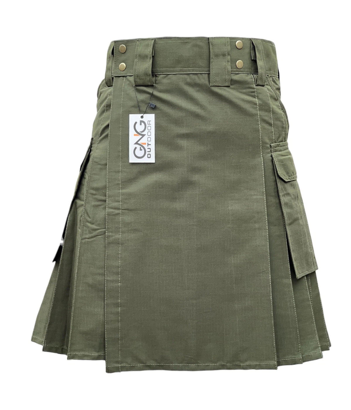 Men’s Green Tactical Utility Kilt – Ripstop Cotton Cargo Kilt with Functional Pockets