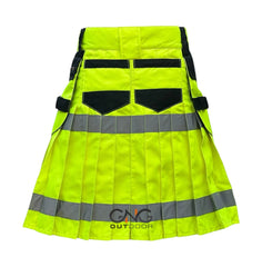 Men's Neon Green Reflective Utility Kilt High Visibility Workwear Highland Kilt