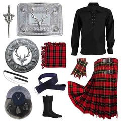 Men’s Scottish Antique Highland Kilt Outfit – Traditional Tartan Wedding & Ghillie Shirt
