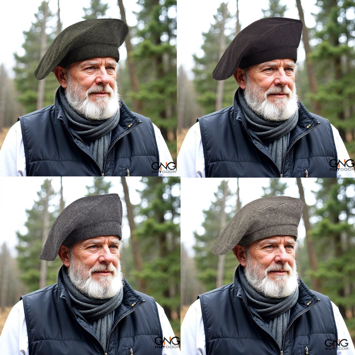 Men's Tweed Scot Bonnet Tam Hat Traditional Kilt Beret Hat Available in 4 Colors