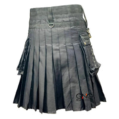 Men's Black & Yellow Utility Kilt Scottish Highland Modern Fashion Kilt