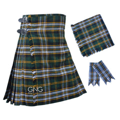 Men’s Scottish Heritage of Ireland Tartan 8 Yard Kilt with Fly Plaid & Flashes
