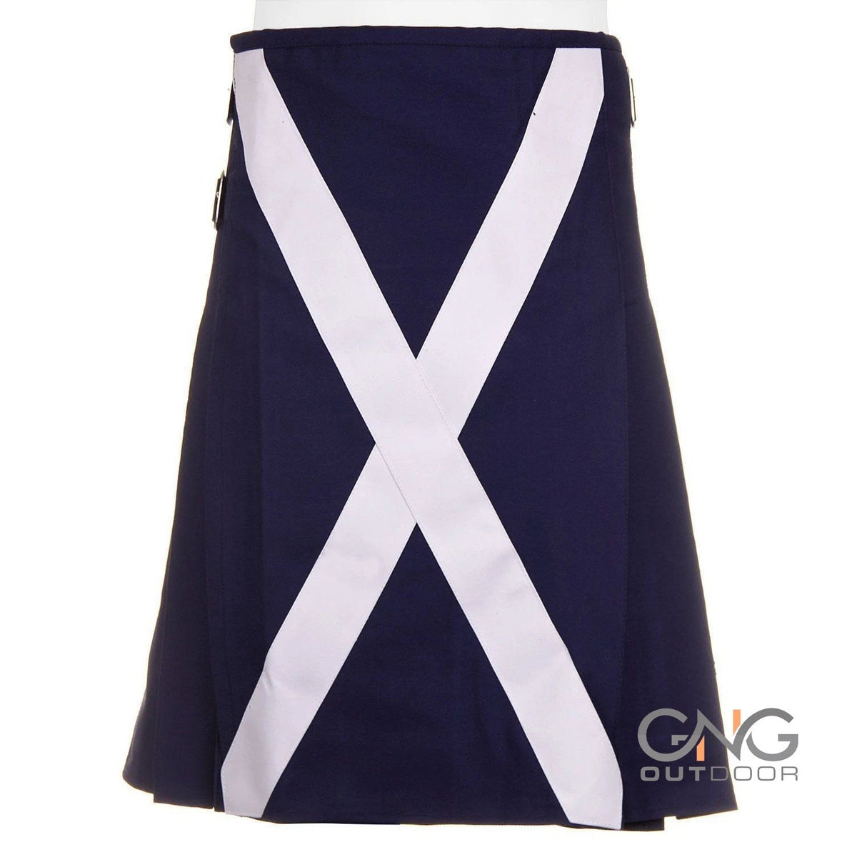 Men's Scottish Navy Blue Utility Kilt White Cross Highland Modern Fashion Kilt