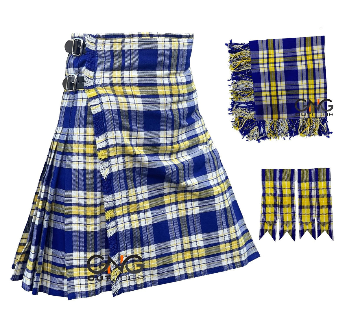 Men's 8-Yard Ukraine Forever Tartan Kilt Set | With Fly Plaid & Flashes