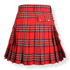 Men’s Scottish Red Tartan Utility Kilt – Traditional Highland Pleated Fashion Kilt