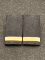 Pilot Epaulettes 1 Gold Bar Rank Slip-On Shoulder Boards Black Cloth Pair