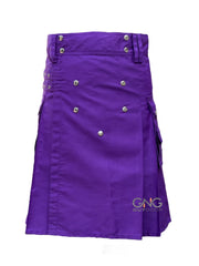 Men’s Royal Purple Utility Kilt with Cargo Pocket & Stud Detailing