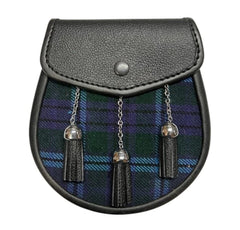 Men's Scottish Spirit of Scotland Tartan Leather Sporran | With Chain Strap