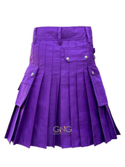 Men’s Royal Purple Utility Kilt with Cargo Pocket & Stud Detailing