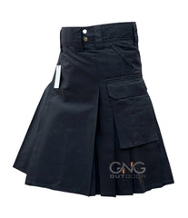 Men’s Black Tactical Utility Kilt – Ripstop Cotton Cargo Kilt with Functional Pockets