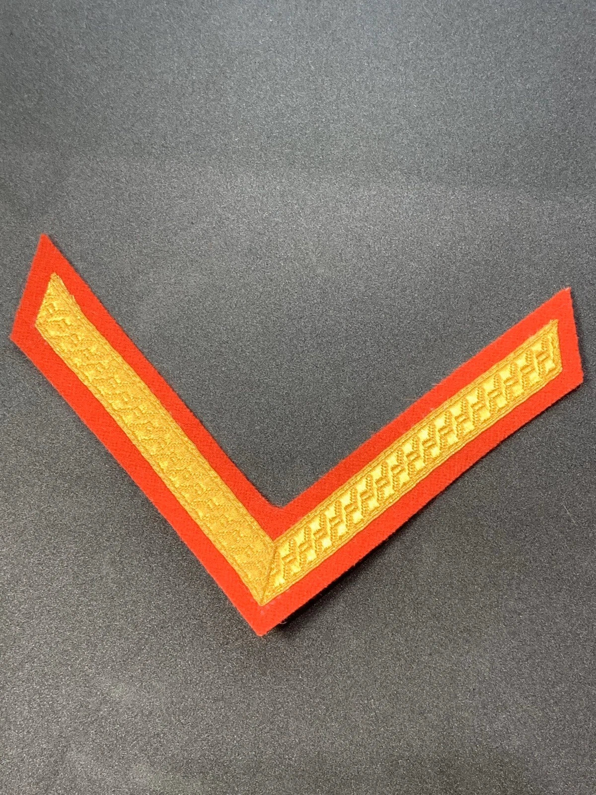 Lance Corporal Chevron 1 Bar British Military Arm Rank Gold on Red Rank Badges