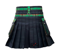 Men's Gothic Hybrid Utility Kilt  Tara Murphy Tartan & Black Pleats