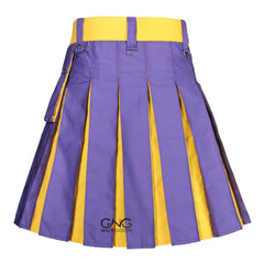 Men's Purple & Yellow Utility Kilt – Scottish Highland Modern Fashion Kilt with Cargo Pockets
