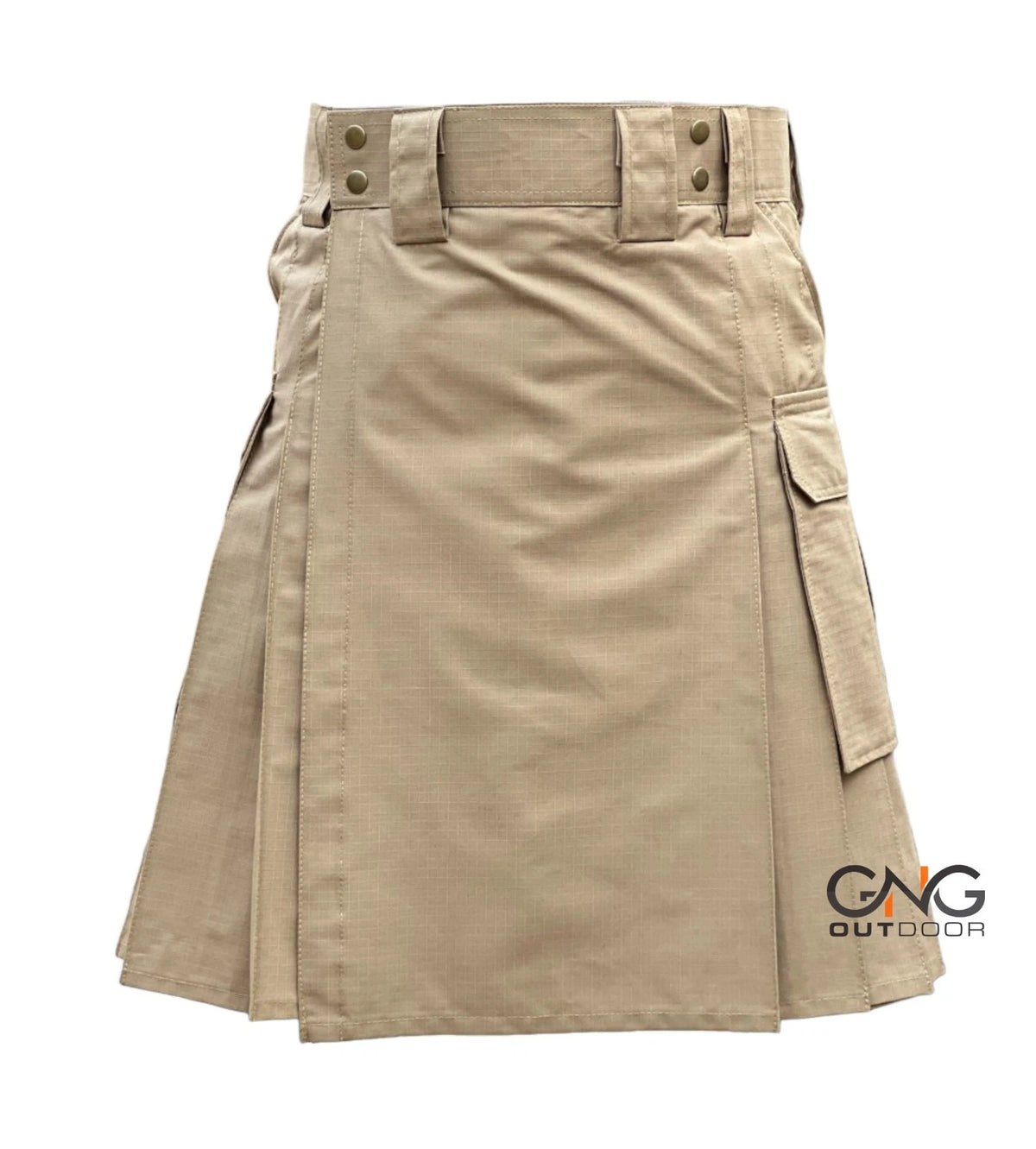 Men’s Khaki Tactical Utility Kilt  Scottish Ripstop Cotton Cargo Kilt