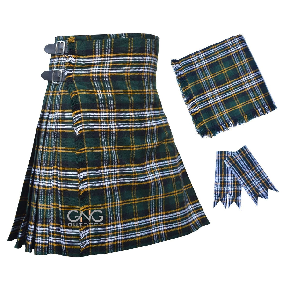 Men's Scottish 8 Yard Kilt with Fly Plaid & Kilt Flashes – Traditional Highland Kilt in 90+ Tartans