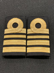 Royal Navy Senior Commander Epaulettes Slip-On Curl Rank Slides – 1 Small Bar & 2 Large Bars