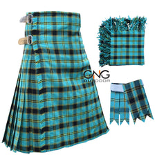 Men's 8-Yard Highland Dragon Tartan Kilt Set  With Fly Plaid & Flashes