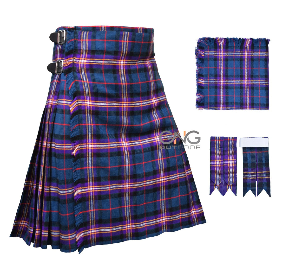Men's Traditional Scottish 8-Yard Kilt  Masonic Tartan Formal Wedding Outfit