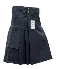 Men’s Black Tactical Utility Kilt – Ripstop Cotton Cargo Kilt with Functional Pockets