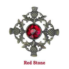 Men's Scottish Thistle Red Stone Brooch Antique Finish Fly Plaid Brooch
