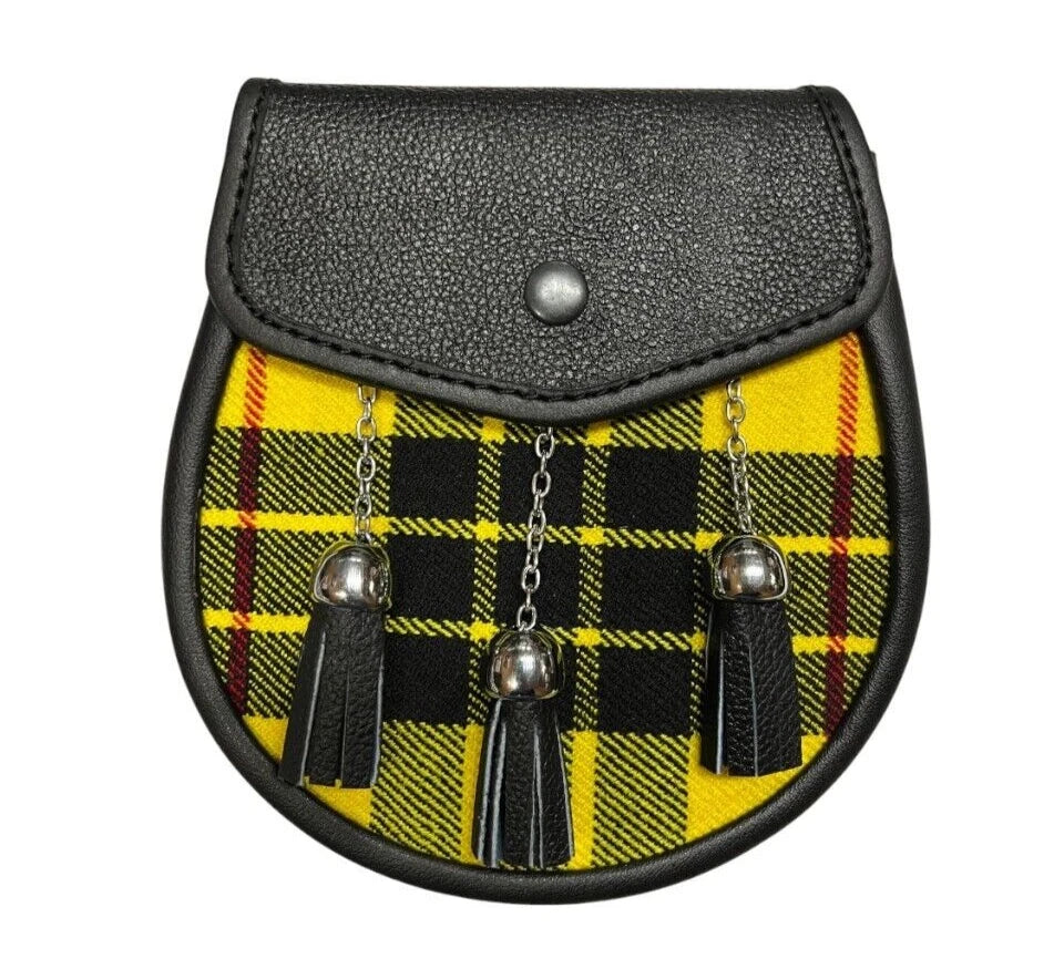 Men's Scottish Macleod of Lewis Tartan Leather Sporran | With Chain Strap