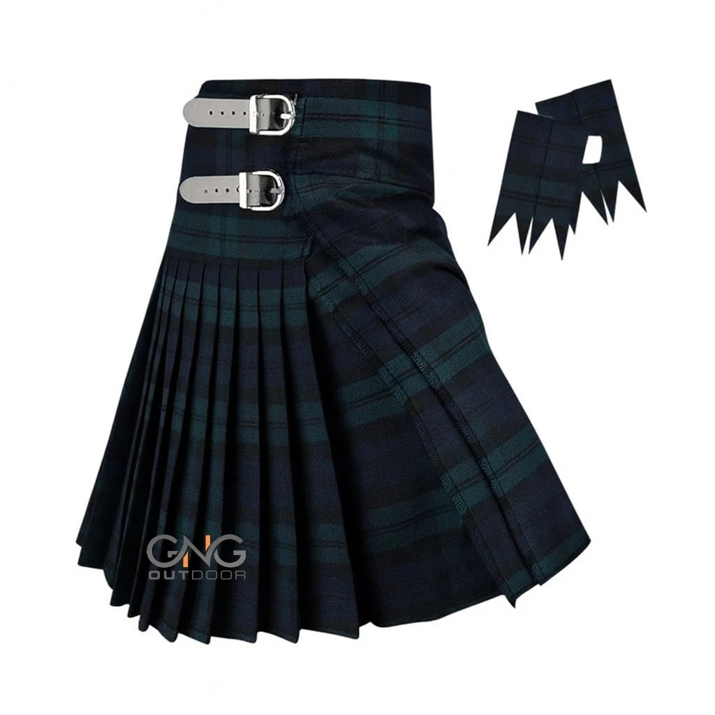 Men’s 8 Yard Scottish Tartan Kilt with Matching Flashes – Traditional Highland Kilt